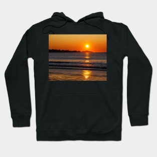 Sunrise over Long Sands Beach and the Nubble Lighthouse York Maine Hoodie